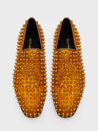 新学期向けリベットローファーシューズ メンズ ペニーローファー スパンコール グリッター リベット スパイク スリッポン プロム パーティー ウェディングシューズ