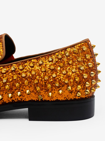 新学期向けリベットローファーシューズ メンズ ペニーローファー スパンコール グリッター リベット スパイク スリッポン プロム パーティー ウェディングシューズ