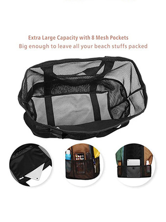 大容量メッシュビーチバッグ多機能旅行ポータブルショルダー収納バッグ2025