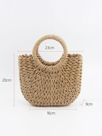 ストローハンドバッグ ホリデー カジュアル ビーチバッグ 女性用 2025