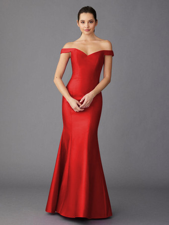 レッド マザードレス スイートハートネック ノースリーブ Aライン マキシレングス ゲストドレス 結婚式用