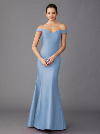 ベビーブルーマザードレス スイートハートネック ノースリーブ Aライン マキシレングス ゲストドレス 結婚式用