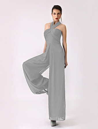 グレイブライズメイドドレス Aライン フォーマルドレス ノースリーブ オールインワン ブラック シフォン 結婚式 お呼ばれ 二次会 特別なネックライン マキシ丈 演奏会 バックレス ウェディングパーティードレス ウェディング