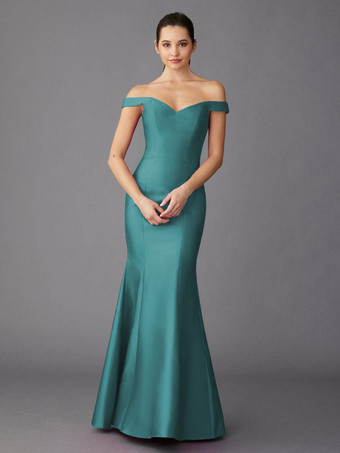 グリーン マザードレス スイートハートネック ノースリーブ Aライン マキシレングス ゲストドレス 結婚式用