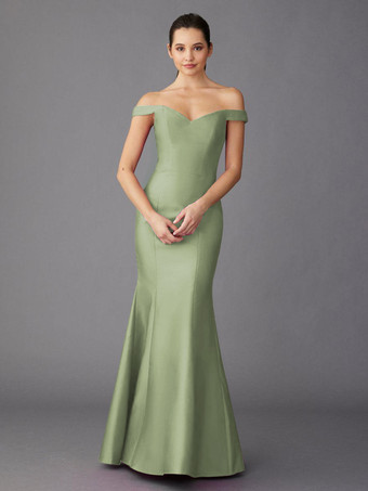 セージグリーンマザードレス スイートハートネック ノースリーブ Aライン マキシレングス ゲストドレス 結婚式用