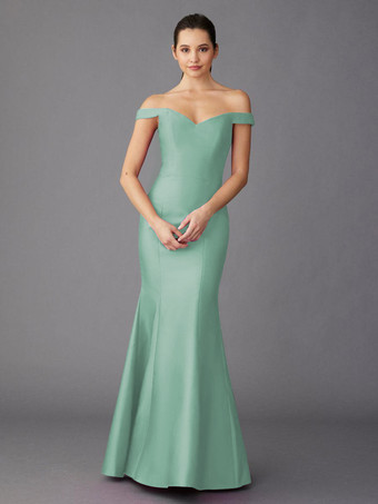 ブルーグリーンマザードレス スイートハートネック ノースリーブ Aライン マキシレングス ゲストドレス 結婚式用