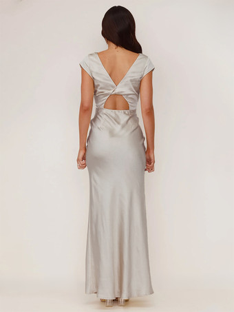 マキシ パーティードレス Vネック オープンバック マーメイド ボディコン ロングドレス レディース 2025