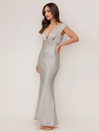 マキシ パーティードレス Vネック オープンバック マーメイド ボディコン ロングドレス レディース 2025