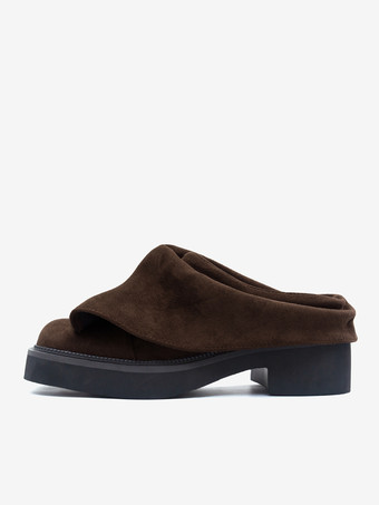 Mocasines de ante con punta cuadrada y fruncido para mujer