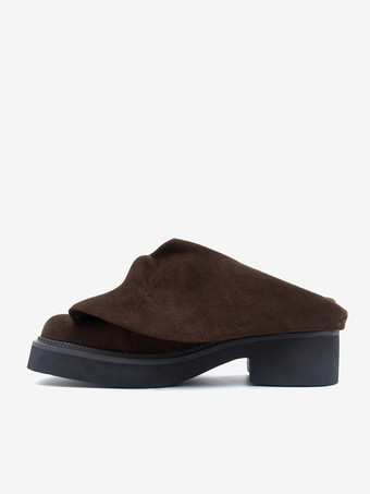 Mocasines de ante con punta cuadrada y fruncido para mujer