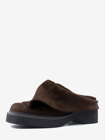 Mocasines de ante con punta cuadrada y fruncido para mujer