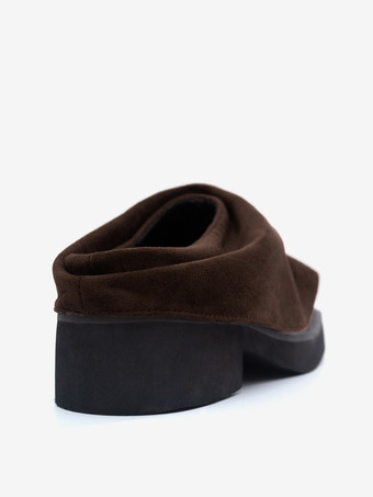 Mocasines de ante con punta cuadrada y fruncido para mujer