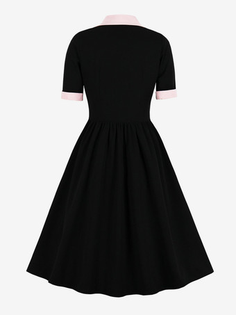 ヴィンテージドレス　1950年代オードリー・ヘップバーン風　グリーン　ツートン　半袖　二次会　お呼ばれ　発表会　ロカビリーワンピース