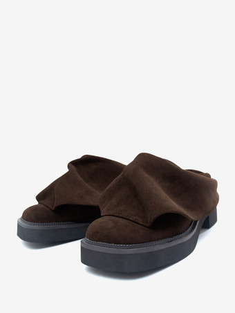 Mocasines de ante con punta cuadrada y fruncido para mujer