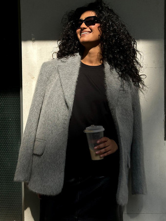 ブレザー ジャケット エクリュ ホワイト ノッチラペル 長袖 エレガントな春アウターウェア レディース 2025