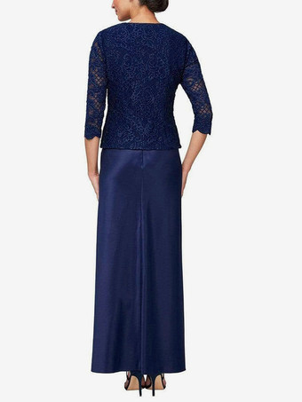 ブライダルマザードレス ジュエルネック 3/4丈スリーブ マーメイドレース ゲストドレス 結婚式用