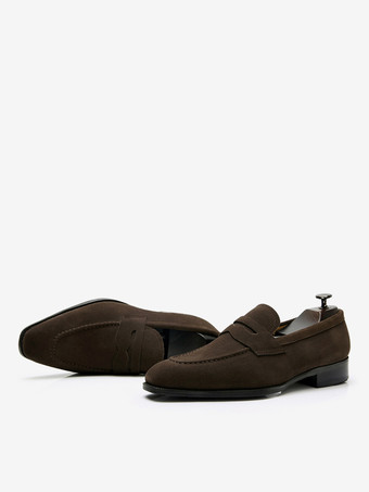 メンズ ペニーローファー スクエアトゥ スリッポン ローヒール ペニーシューズ プロム ホームカミング ウェディングシューズ