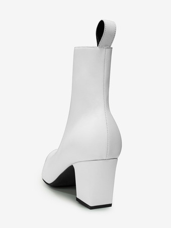 メンズブーツ ブロックヒール ブラック ポインテッドトゥ ロックスタイル ドレス ショートブーツ