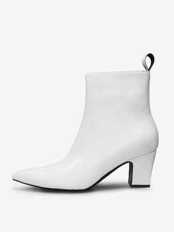 メンズブーツ ブロックヒール ブラック ポインテッドトゥ ロックスタイル ドレス ショートブーツ