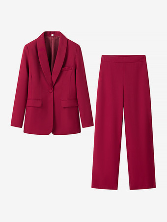 ワインレッド 女性用ピンクスーツ ワンボタン カジュアル ツーピース ストリートウェア