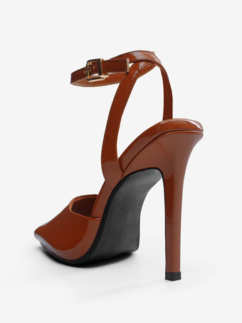 ブラックハイヒールサンダル ピープトゥ スリングバックサンダル レディース 2025