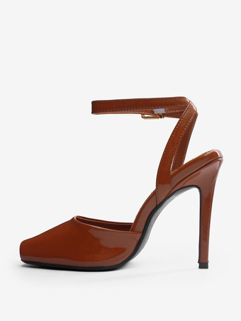 ブラックハイヒールサンダル ピープトゥ スリングバックサンダル レディース 2025