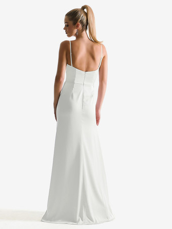 ブライドメイドドレス シース マキシレングス ジッパー サテン生地 ウェディングパーティードレス