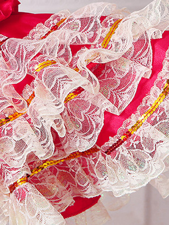 ブラック レトロ コスチューム レディース 花柄 マリー アントワネット コスチューム フリル レース ポリエステル セット ドレス 帽子 レトロ 18世紀 コスチューム バーガンディ