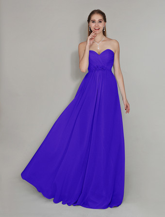 ロイヤルブルーブライズメイドドレス エンパイアライン フォーマルドレス シフォン ブルーのブライズメイドドレス バックレス ノースリーブ お呼ばれ 二次会 結婚式 Aライン ハートカットネック アクアグリーン ロング丈 演奏会 ウェディング ウェディングパーティードレス