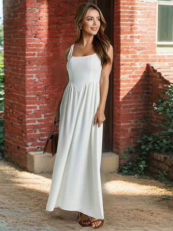 マキシドレス スクエアネック ノースリーブ サマードレス レディース 2025