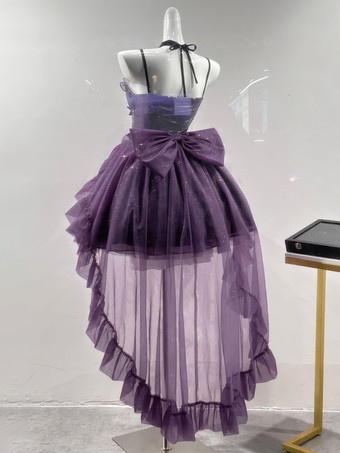 ゴシック ロリータ ドレス フリル リボン パープル 姫ロリータ JSK