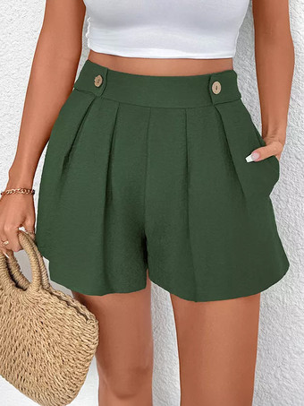 ハンターグリーン 2025年レディース向けグリーンのハイウエストAラインショーツ