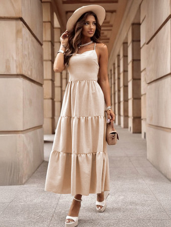 アプリコットアプリコットストラップオープンバックレイヤードミディドレス 2025