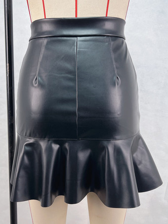 スカート ブラック ハイスリット ウエスト上げ ポリエステル セクシー 夏 ショート レディース ボトムス