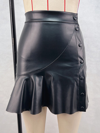 スカート ブラック ハイスリット ウエスト上げ ポリエステル セクシー 夏 ショート レディース ボトムス