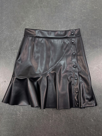 スカート ブラック ハイスリット ウエスト上げ ポリエステル セクシー 夏 ショート レディース ボトムス