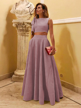 サーモンピンクイブニングドレス ボールガウン デザインネックライン フロアレングス ノースリーブ ジッパー リボン ストレッチ クレープ フォーマル パーティードレス