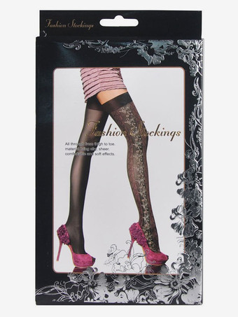 セクシーストッキング　靴下　グレイ　グラマラス　ダンスパーティー　女性用　レース　ナイロン　レース　