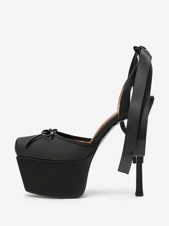 Women's High Heels Satin Platform Bow Lace Up Party Shoes 2025