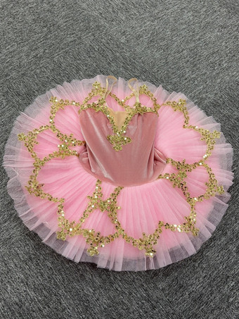 バレエ ダンス衣装 ピンク 女の子 子供 バレリーナ フリル レース ポリエステル ドレス ダンスウェア