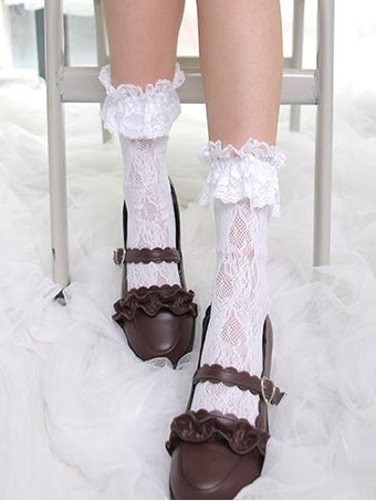 ホワイト ロリータソックスリリスアイレース スウィート ロリータタイツ ホワイト