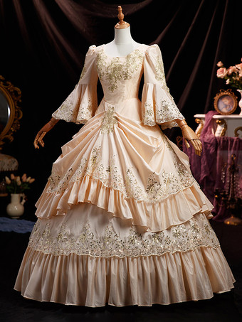 ビクトリア朝のドレス フリル フレア ハーフスリーブ ドレス マリー アントワネット コスチューム