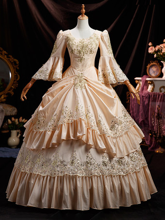 Victorian Dress Costumes Prom Dress Retro Ruffle Flare Half Sleeves Dress Marie Antoinette Victorian Era Clothing Vintage Dress