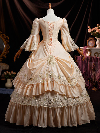 ビクトリア朝のドレス フリル フレア ハーフスリーブ ドレス マリー アントワネット コスチューム