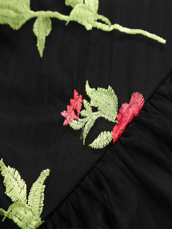 ブラックヴィンテージドレス　2025　1950sオフショルダー　フラワー刺繍レッド　チュールホームカミングドレス