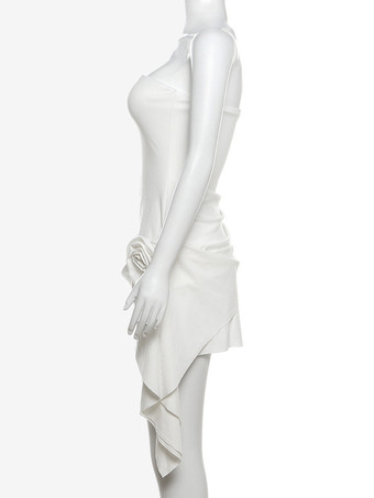 パーティードレス ホワイト ストラップレス ノースリーブ セミフォーマルドレス