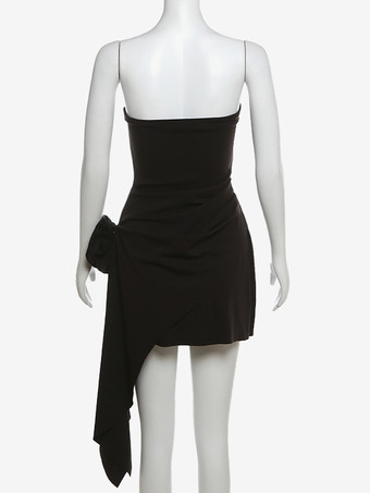 パーティードレス ホワイト ストラップレス ノースリーブ セミフォーマルドレス