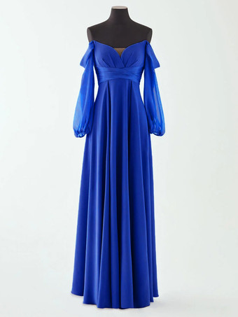 イブニングドレス Aライン プリーツ ハイスリット デザインネックライン フロアレングス シフォン 社交パーティードレス
