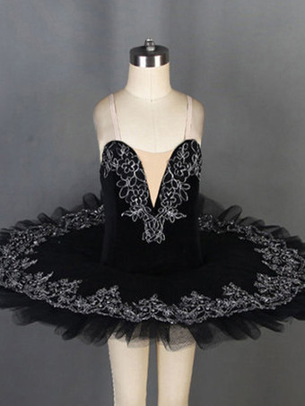 ブラック バレエ ダンス衣装 レッド 大人 子供用 バレリーナ フリル レース ポリエステル ドレス ダンスウェア