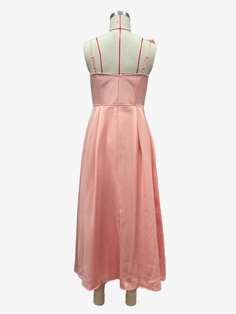 ハートネックラインAラインミディ丈スリップドレス（3Dフラワーデコレーション付き）2025